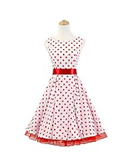 Plus Size Junior V-neck Gathered Vintage Pleated Polka Dot Print Full-Skirt Sleeveless Short Bateau Neck Cotton Evening Dress/Party Dress 