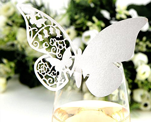No.2 Warehouse 50 Pcs Butterfly 1# Wedding Table Paper Place Card Escort Name Card Wine Glass Card for Wedding Party Decoration + a Piece of Clean Cloth No.2 Warehouse 50 Pcs Butterfly 1# Wedding Table Paper Place Card Escort Name Card Wine Glass Card for Wedding Party Decoration + a Piece of Clean Cloth