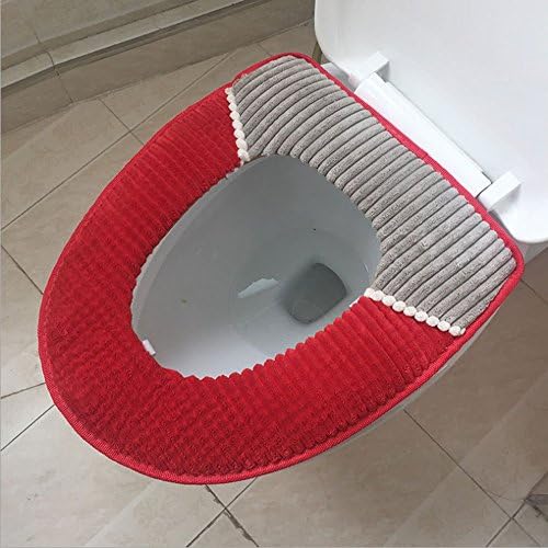 Timtop Stripe Corduroy Warm Toilet Seat Cover (red)