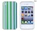 Mint Green Striped Flexible TPU Gel Case with Clear Sides for Apple iPhone 4, 4S (AT&T, Verizon, Sprint)
