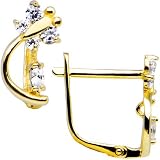 14K Yellow Gold Clear Cubic Zirconia Dragonfly Earrings