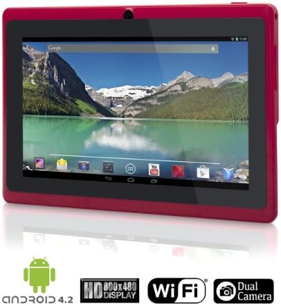 AudioSnax Q7 - 7" Android Tablet PC, Android 4.2,Dual Core, Dual Cameras, 5 Point Capacitive Touch Screen, CPU: Allwinner Tech BOXCHIP A23, DDR3 4GB ROM, WiFi, G-sensor - Preloaded Apps: Facebook, YouTube, Dictionary, Viber and more - Red