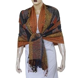 Jacquard Design Paisley Scarves Wool Stoles for Her