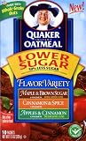 Quaker Instant Oatmeal Lower Sugar, Flavor Variety Pack, 10 Packets, 11.5-Ounce Boxes (Pack of 6)