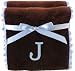 Princess Linens Bon Bon Burp Pad Brown with Baby Blue Trim-J