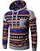Unko Men's Casual Long Sleeve Ethnic Pullover Hooded Sweatershirt