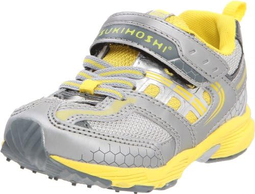 Tsukihoshi CHILD24 Flash Sneaker (Toddler/Little Kid),Steel/Yellow,10.5 M US Little Kid