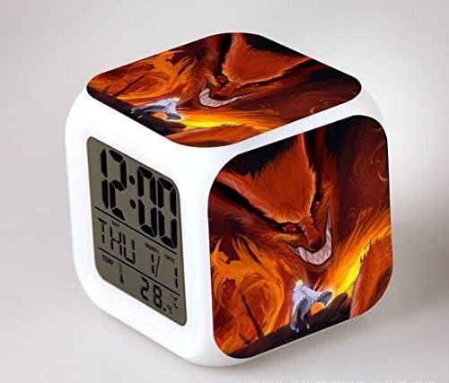 Tech Discovery Anime Naruto Glowing LED 7 Colors Change Digital Alarm Clock Thermometer (D)