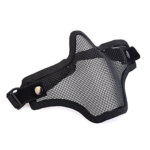 1 X Matrix Iron Face Carbon Steel "Striker" Metal Mesh Lower Half Mask (Black)