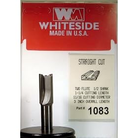 WHITESIDE MACHINE 1083 CARBIDE-TIP 2 FLUTE STRAIGHT ROUTER BIT 11/16 DIA X 1-1/4