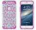 iPhone 6, DandyCase 2in1 Hybrid High Impact Hard Sea Green Flower Pattern + Pink Silicone Case Cover for Apple iPhone 6 (4.7