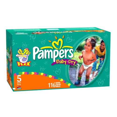 Pampers Baby Dry Diapers, Size 5 (27+ Lbs), Value Pack, 116 Diapers