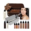 Belloccio's&reg; Complete Professional Airbrush Cosmetic Makeup System with a Dark Shade Airbrush Makeup Foundation Set (5-ea.1/2 Oz Bottles) + 3 Free Blushes & Highlights & Carry Bag