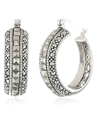 Sterling Silver Marcasite Hoop Earrings