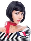 Short Black French Cut Wig Bob Cut Halloween Costume Accessory Theatrical Production