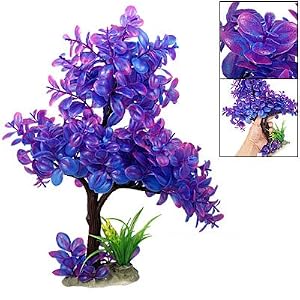 Purple Blue Elliptic Leaves Aquascaping Plastic Plant for Fish Tank