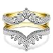 Silver Chevron Style Ring Guard with Millgrained Edges and Filigree Cut Out Design with CZ (0.74 ct. twt.)