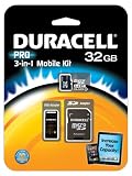 Duracell DU-3IN1C1032G-R 32GB MicroSD C10 with 2 Adapters