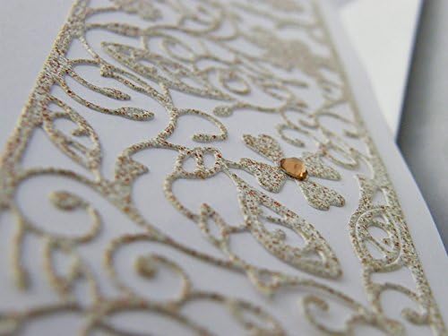 Set of Five Handmade Light Gold and White Floral Panel Greeting Cards with Envelopes