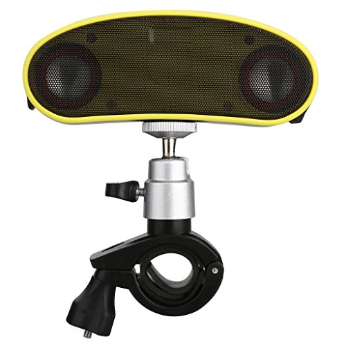 ALG Tech Latest Portable Outdoor Bike Bluetooth Speaker with 3 Super Bright LED Lights &amp; Remindful Ring IPX4 Waterproof Stereo Audio, Enhanced Bass, Bulit-in Microphone Hands-free Supports micro SD card Compatible with iPhone iPad Samsung HTC Notebook Tablet and Other Bluetooth Devices(Yellow)
