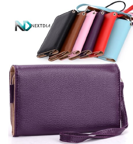 Smartphone Wristlet Clutch Case fits Yota YotaPhone 2 Plum Violet Purple + ND Cable Tie