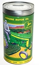 John Deere Tin Bank, Genuine Motor Oil with Tractor Model 320