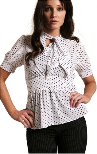 Bow or Tie Blouse Purple/Champagne/Polka Dot