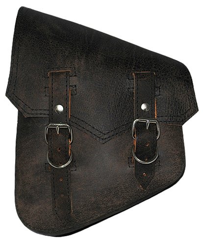 La Rosa Harley-Davidson Softail & Rigid Vintage Style Rustic Black Leather Left Swing Arm Saddlebag On Sale