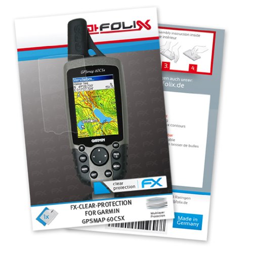 atFoliX FX-Clear Invisible screen protector for Garmin GPSMap 60CSX / 60-CSX - Ultra clear screen protection! Highest Quality - Made in Germany!