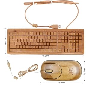 01 Fait &agrave; la main Bamboo Keyboard/ Clavier qwerty PC de fil en bois