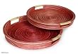 Rattan trays, 'Crimson Vortex' (pair)