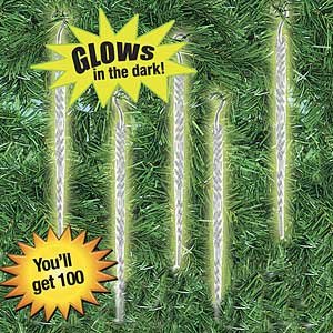 Glow in the Dark Icicle Christmas Ornaments - Set of 100
