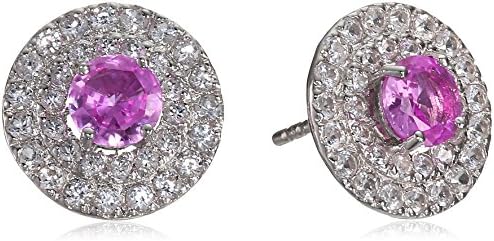 Sterling Silver Created Pink Sapphire Earrings