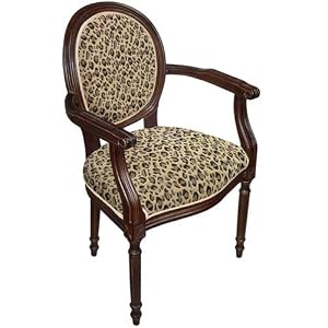 123 Creations C691AC Leopard Fabric Upholstered Armchair in Brown Hardwood by 123 Creations