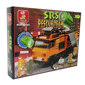 Brick Construction Set - SRS Rescue Team Truck with Light & Sound