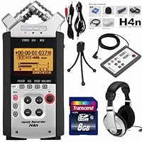 Zoom H4n Portable Digital Recorder Package with 8GB SD, Samson HP10 Headphones, Zoom RC4 Remote Control and Cables