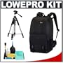 Lowepro Fastpack 350 Backpack Digital SLR Camera Case (Black) + Tripod + Accessory Kit for Canon Rebel T3, T3i, T1i, T2i, EOS 60D, 5D, 7D, Nikon D3000, D3100, D5000, D5100, D7000, D300s, Olympus Evolt E-5, E-30, E-620 & Sony Alpha A560, A580, A33, A35, A55