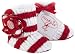 Mud Pie Cable Knit Bootie With Buttons, Red/White Stripes, 0-6 Months