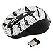 Wireless USB Optical Scroll Wheel Silver and Black Zebra Crystal Rhinestone Computer Mouse