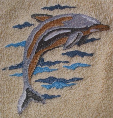 Bath Towel Set with Embroidered Jumping DolphinB005L9TKKG : image