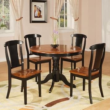 Hazelwood Home Five Piece Round Dinette Set in Black and Cherry,Home Source Industries,HMC1901