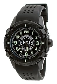 FBI Men's Black IP Silicone Strap Military Spec Swiss Analog Watch