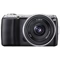 Sony NEX-C3AB Systemkamera (16,2 Megapixel, 7,5 cm (3 Zoll) Display, HD ready, Live View, bildstabilisiert) Kit inkl. 16 mm Objektiv schwarz