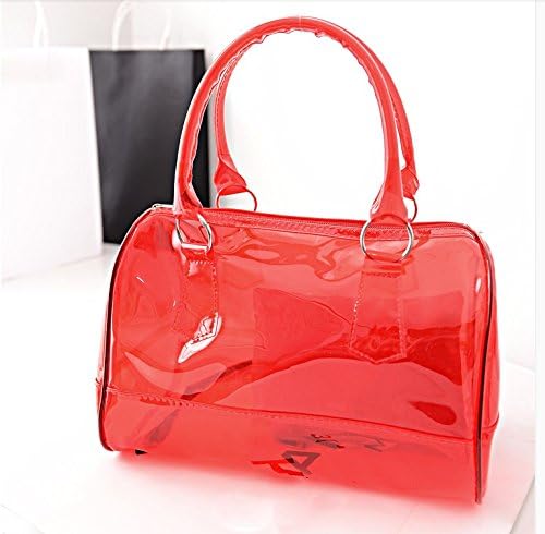 Annie Queen Clear Cosmetic Bag With Handles Red