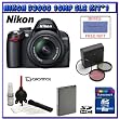 Nikon D3000 10MP Digital SLR Camera w/ 18-55mm AF-S DX VR Nikkor Zoom Lens + Willoughby's 8GB SDHC Class 6 Travelers Bonus Pack #1