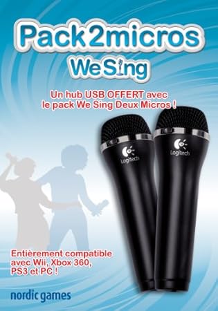 Nordic Games- Micrófonos para Wii con USB Hub, Negro, 459 g