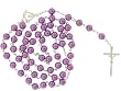 Purple Faux Pearl Link Rosary Necklace - 24 in Necklace - 8mm Beads