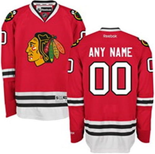 SuJe Men's Chicago Blackhawks Custom Premier Jersey Team Color Red Size M-3XL