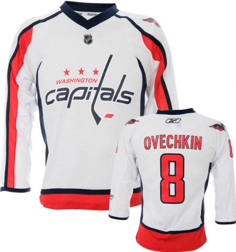 Alex Ovechkin Youth Jersey: Reebok White #8 Washington Capitals Youth Replica Jersey