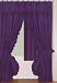 Purple Eggplant Fabric Double Swag Shower Curtain with Matching Fabric Covered Shower Rings/Hooks and Vinyl Liner